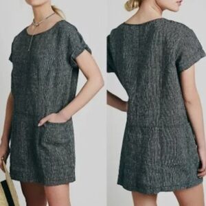 Free People Endless Shore Linen Pocket Mini Dress Small P. 100% Linen .Gray